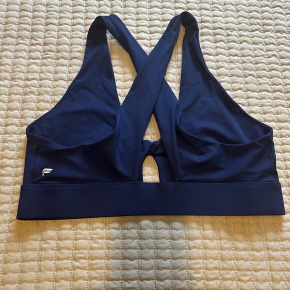 Fabletics Oasis Twist Sports Bra Women’s XL Navy Medium Impact Crisscross Straps - Picture 3 of 7